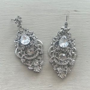 Silver dramatic earrings